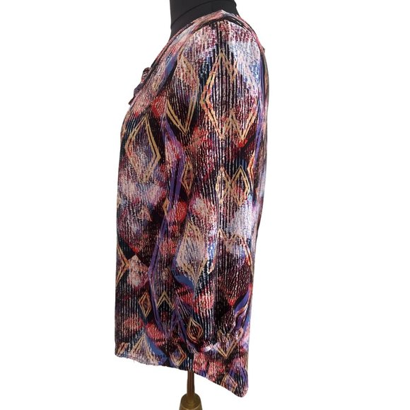 Brina & Em, Multicolored, 3/4 Sleeve Top With Front Tie, Size Medium - Picture 3 of 8